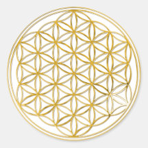 Flower Of Life | gold, small Round Sticker