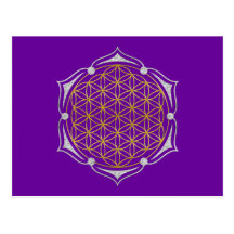 Flower Of Life - Lotus gold silver Postcards