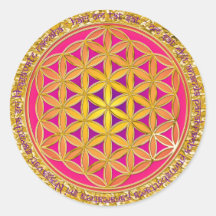 Flower Of Life / Moola Mantra | gold splatter Round Sticker