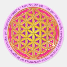 Flower Of Life / Moola Mantra | lightpink Round Sticker