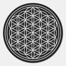 FLOWER OF LIFE - white Round Sticker