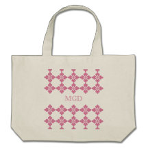 Flower pop art monogram in pink go green canvas bags