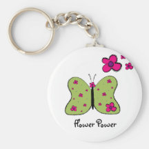 Flower Power Butterfly key chain