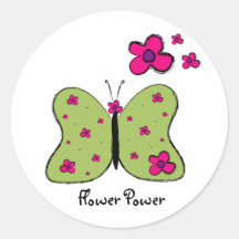 Flower Power Butterfly Sticker