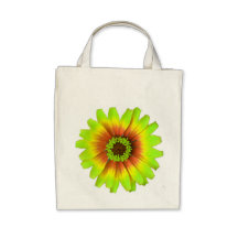 flower power daisy green canvas bag