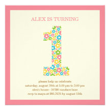 Flower Power First Birthday Invitation - Pink
