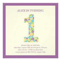 Flower Power First Birthday Invitation - Purple