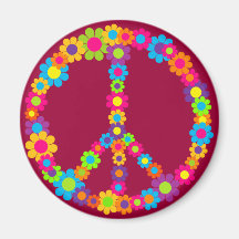 Flower Power Peace Fridge Magnet