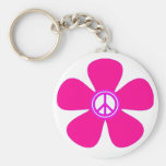 Flower Power Peace Sign Keychain