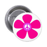 Flower Power Peace Sign Pinback Buttons