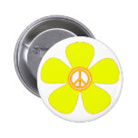 Flower Power Peace Sign Pinback Buttons