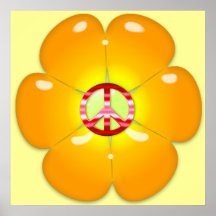 Flower Power Peace Sign Poster Print