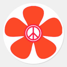 Flower Power Peace Sign Round Sticker