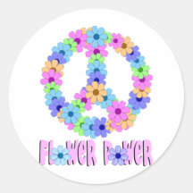 Flower Power Round Stickers