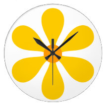 Flower Power - yellow Wall Clocks