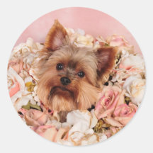 Flower pup round stickers