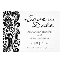 Flower Scroll Save the Date Custom Announcements