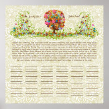 Flower Tree Print  Quaker Wedding Certificate