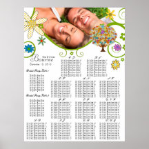 Flower Tree Seating Chart Alphabetical Poster