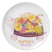 Flower Turtle Personalised Baby Dish Gift Plates