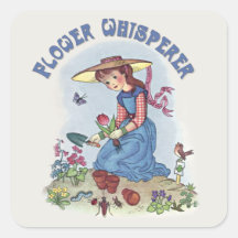 Flower Whisperer Square Stickers
