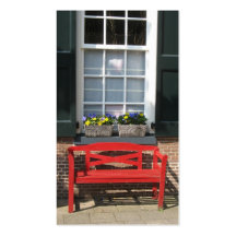 Flower Windows & Red Bench Small Photo Card Business Card