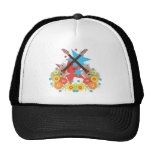 Flowers and pink guitars hats