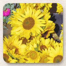 Flowers at the farmers market drink coasters