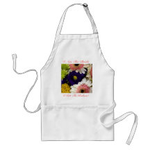 FLOWERS BLUE PINK WHITE PINK  BRIDE APRON