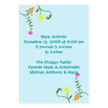 Flowers For Baby Birth Announcement Cards Business Card