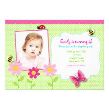 Flowers Garden Photo Birthday Party invitations