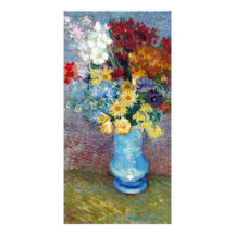 Flowers in a blue vase by Vincent van Gogh Picture Card
