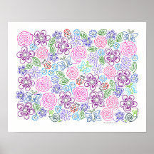 Flowers One Line Posters