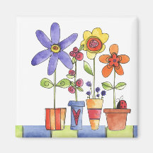 Flowers pots magnets