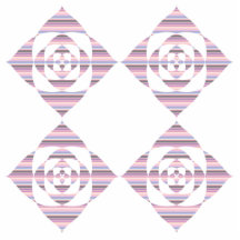 Flowers with Pastel Stripes. Pink, White. Cut Out