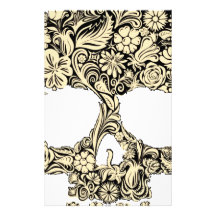 Flowery Ornate Skull Custom Stationery