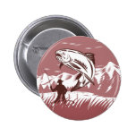 Fly fisherman fishing catching trout buttons