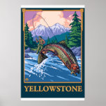 Fly Fishing Scene - Yellowstone National Park Posters