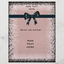 Flyer Antique Old Paper Pink Black Bows Template