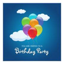 Flying Balloons Birthday Party invitation