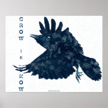 Flying Crow in Snow Modern Art Poster