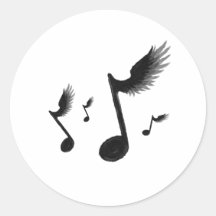 Flying Notes Round Stickers