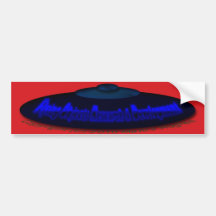 Flying Objects R. & D. in Chrome BLUE and Magenta Bumper Stickers