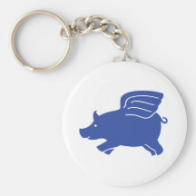 Flying Pig Keychain Blue