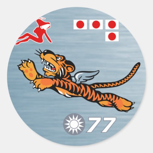 Flying Tigers WWII Nose Art Round Stickers
