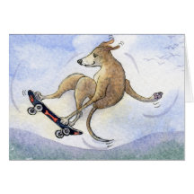 Flying whippet dog card