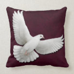 Flying White Dove on Maroon Pillows pillows