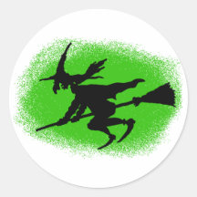 Flying Witch Round Stickers