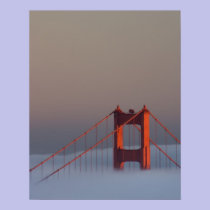 Fog rolls through the San Francisco bay covering posters