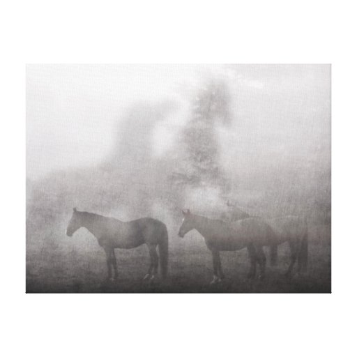 Foggy Morning Horse Canvas Prints